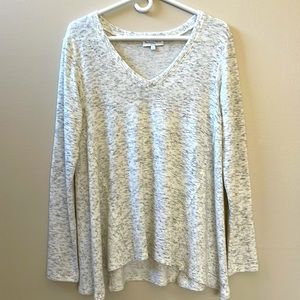 Michael Stars V Neck Swing Top in Ash, Long Sleeve Pullover Sweater Sz M